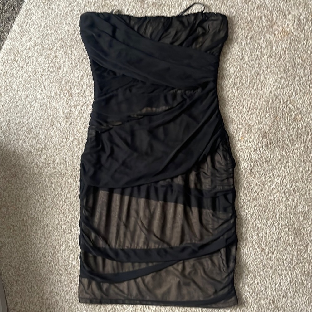 GUESS Y2K 2000s Vintage Bandage catwalk dress black mesh bandage mini Festival